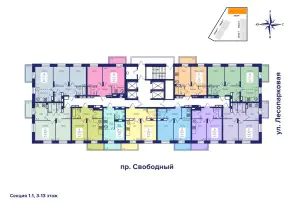 ЖК Универс, дом 1, секция 1, этажи 3-13